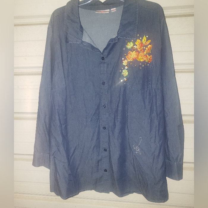 3x Plus Size Womens Fall Leaf Leaves Blouse Soft Comfy Top